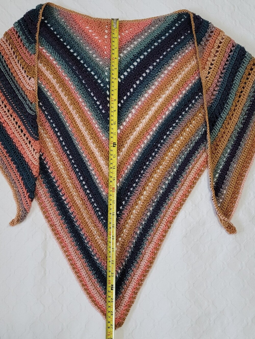 Handmade Multicolor Chevron Knit Shawl - Picture 5 of 7